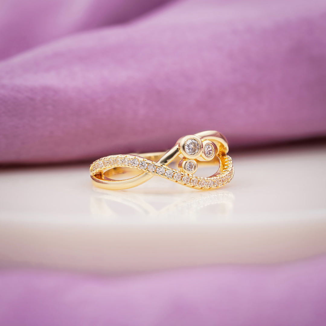 Bezel Triple Crystal Wave Bypass Ring GWR-94