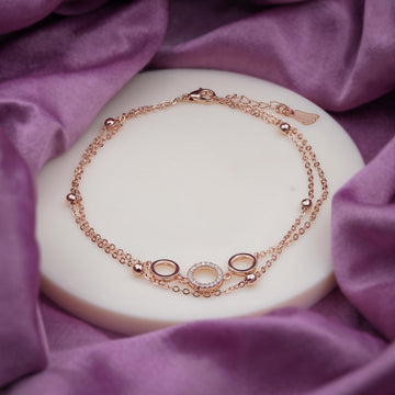 Triple Circle Halo Dual Layer Anklet GWA-16