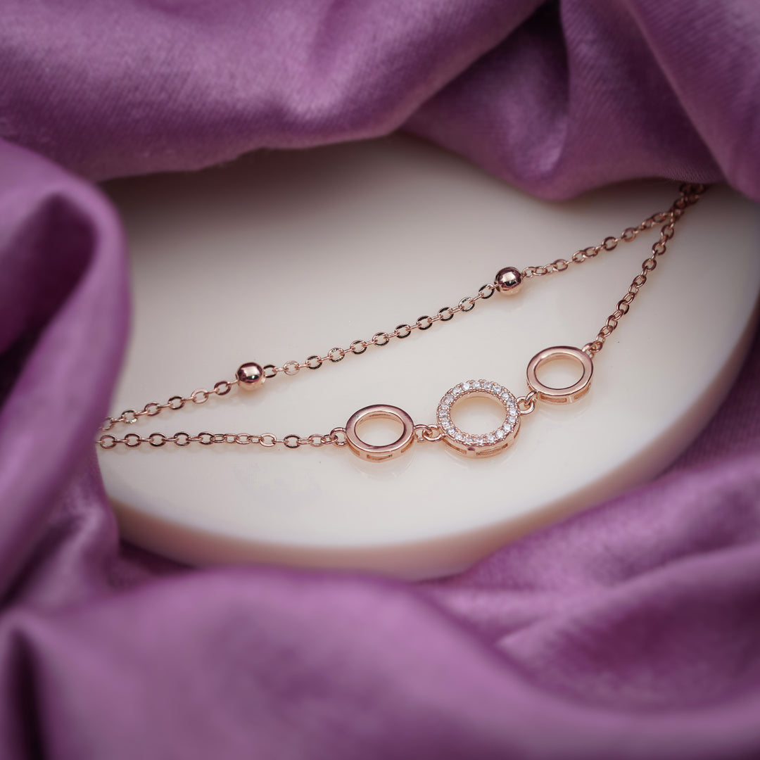 Triple Circle Halo Dual Layer Anklet GWA-16