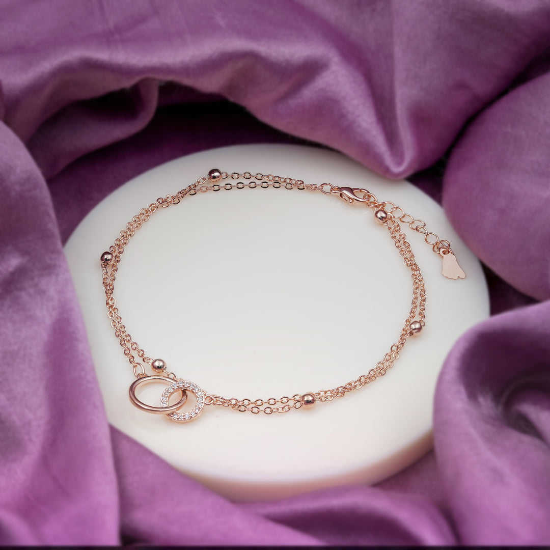 Interlocking Double Circle Dual Layer Anklet GWA-13