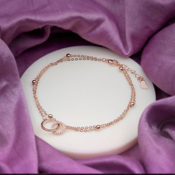 Interlocking Double Circle Dual Layer Anklet GWA-13