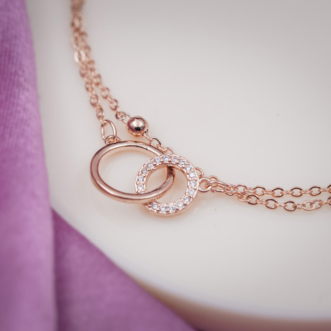 Interlocking Double Circle Dual Layer Anklet GWA-13