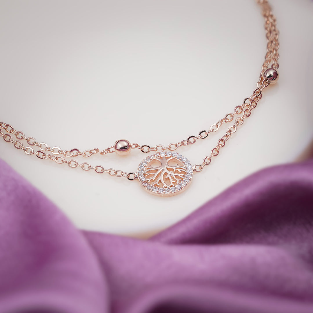 Tree of Life Halo Dual Layer Charm Anklet GWA-11