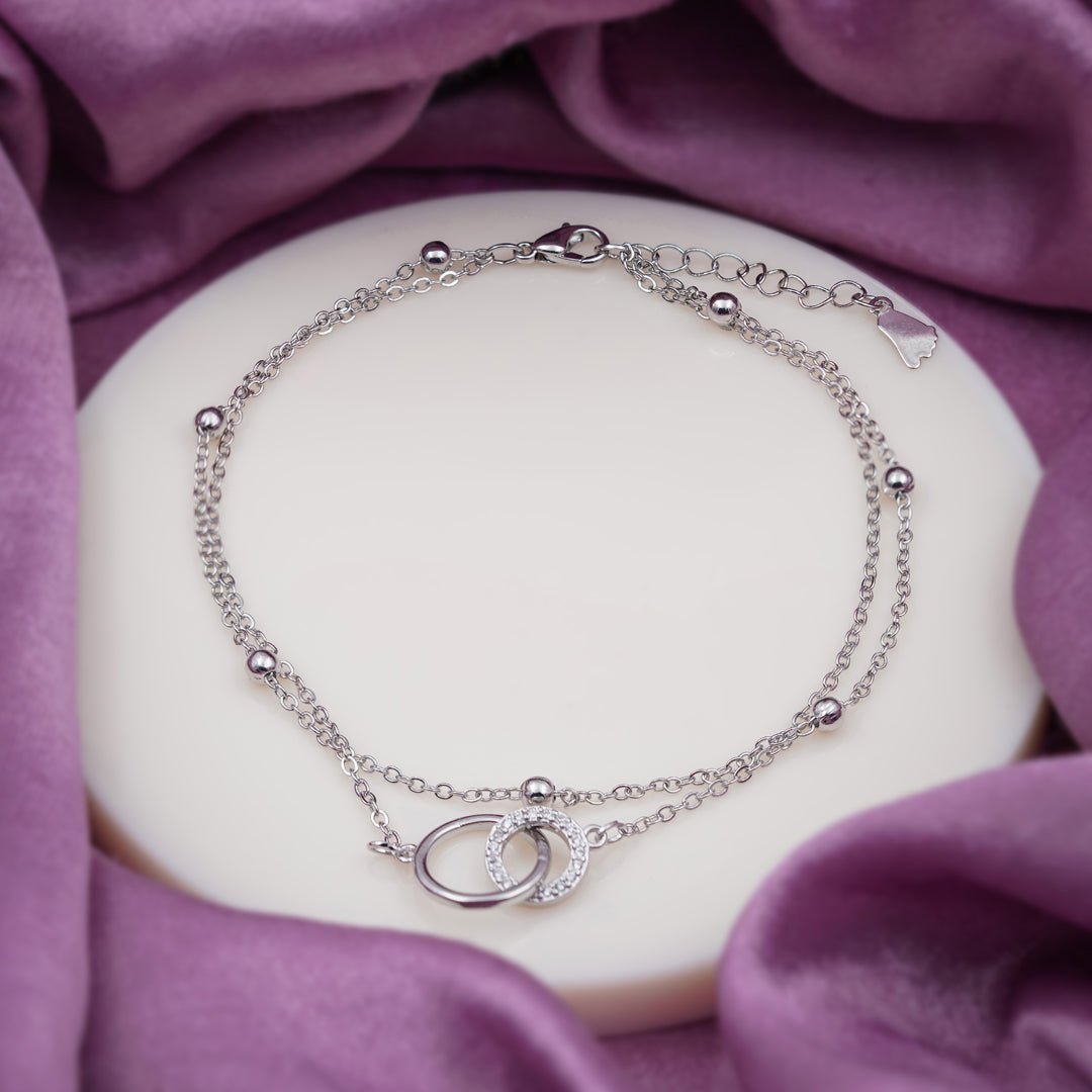 Interlocking Double Circle Dual Layer Anklet GWA-4