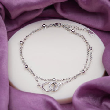 Interlocking Double Circle Dual Layer Anklet GWA-4