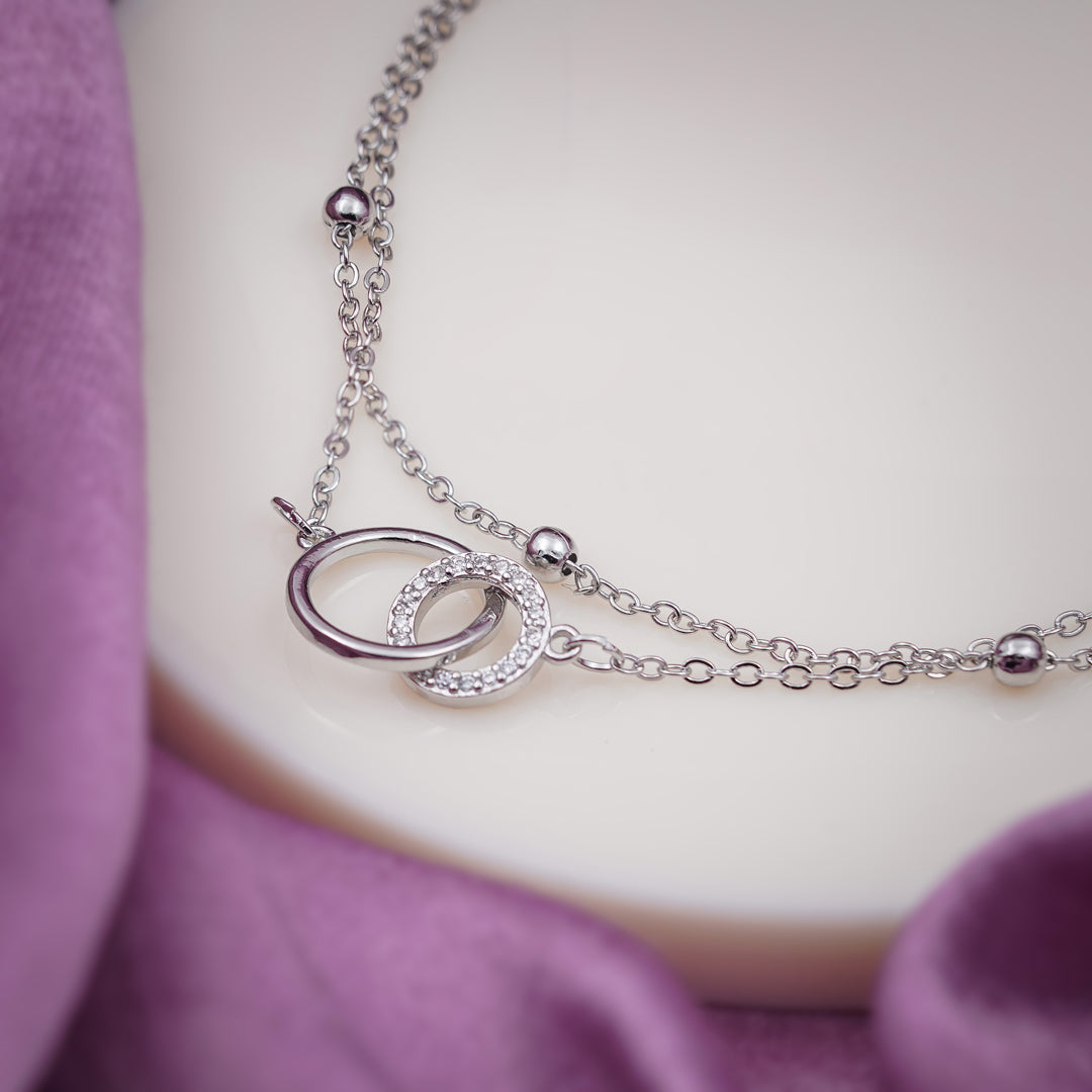 Interlocking Double Circle Dual Layer Anklet GWA-4