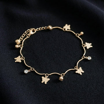 Classic Butterfly & Solitaire Crystal Wave Anklet GWA-44