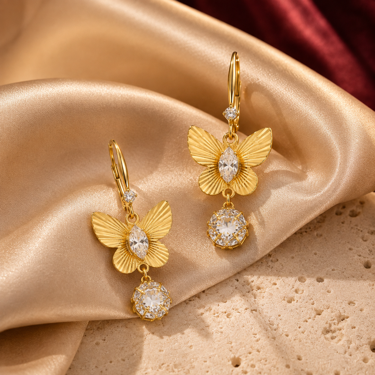 Butterfly Geometric Crystal Drop Earrings GWE -167