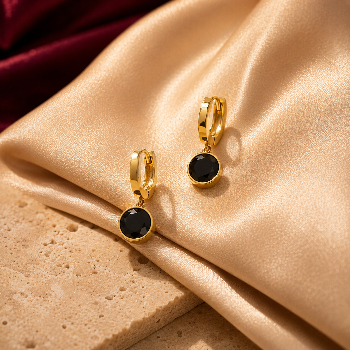 Black Noir Crystal Hoop Earrings GWE -19