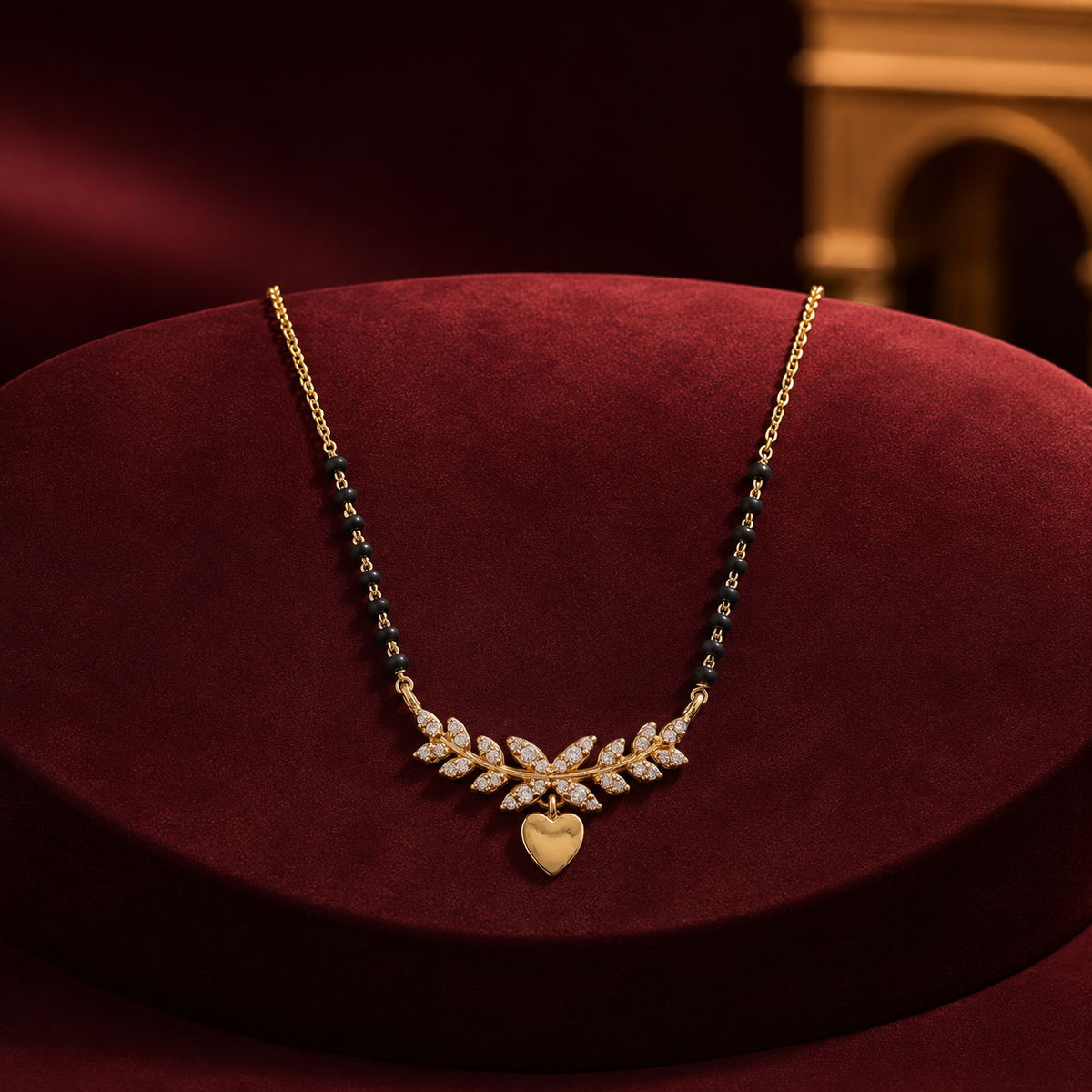 Amora Crystal Leaf Heart Women’s Mangalsutra GWM 1