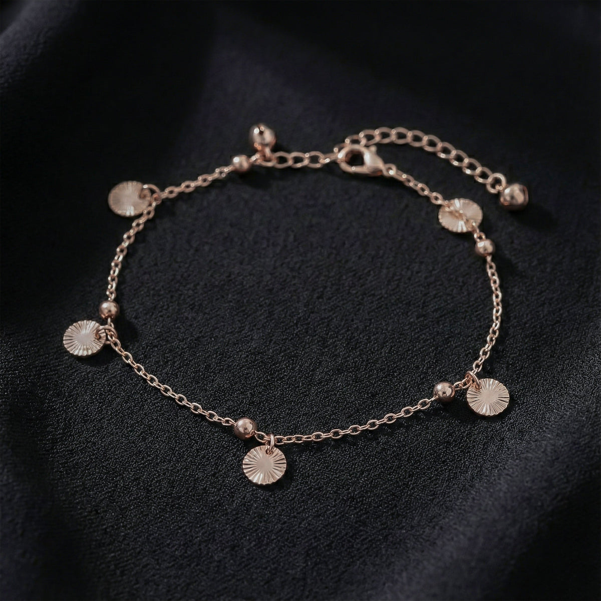 Classic Sunburst Disc Charm Link Anklet GWA-60