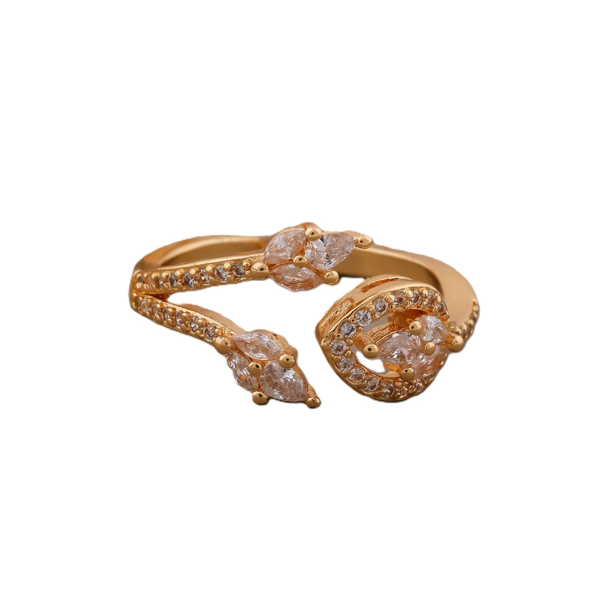 Modern Marquise Leaf & Teardrop Halo Wrap Ring GWR-1