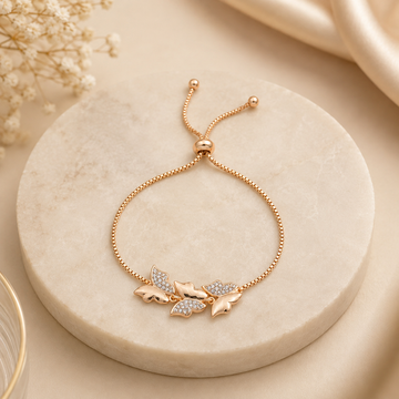 Shimmering Triple Butterfly Pave Wing Bolo Bracelet GWB-51