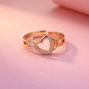 Cascading Pave Open Heart Dual Band Ring GWR-119