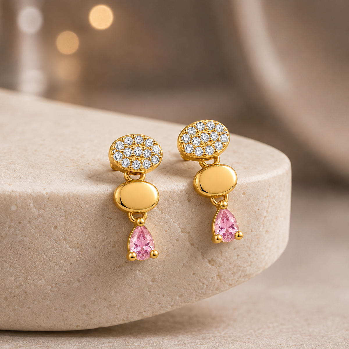 Elowen Pink Dewdrop Earrings GWE 305