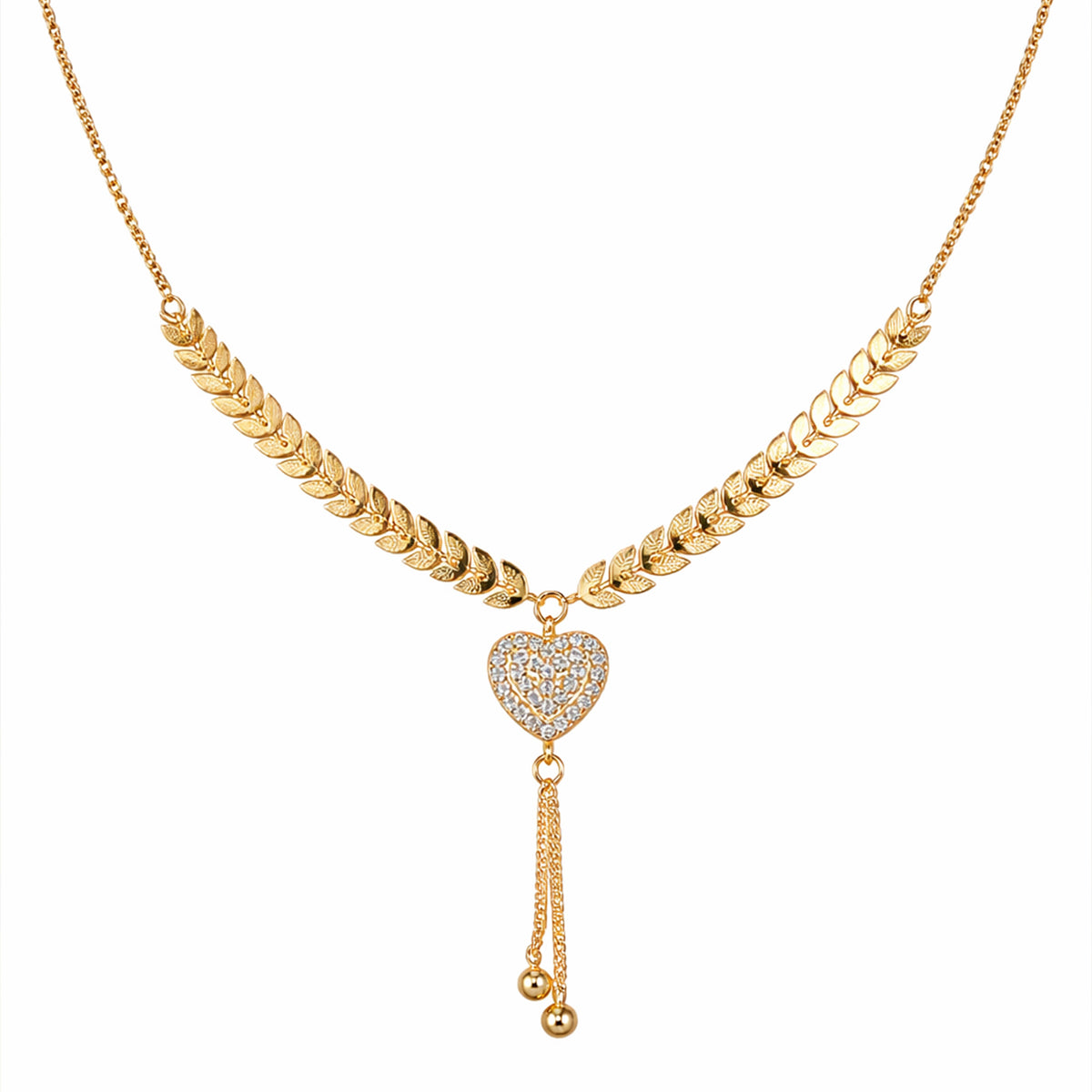 Imperial Laurel Leaf Heart Tassel Necklace GWN -26