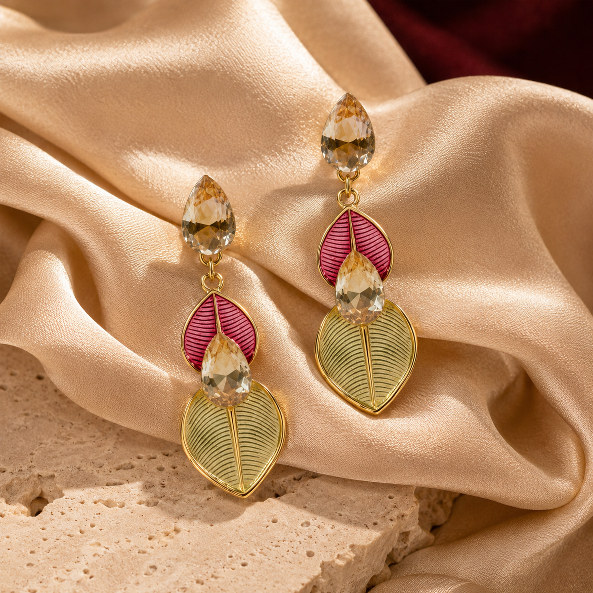 Flora Shine Botanical Leaf Drop Earrings GWE -232