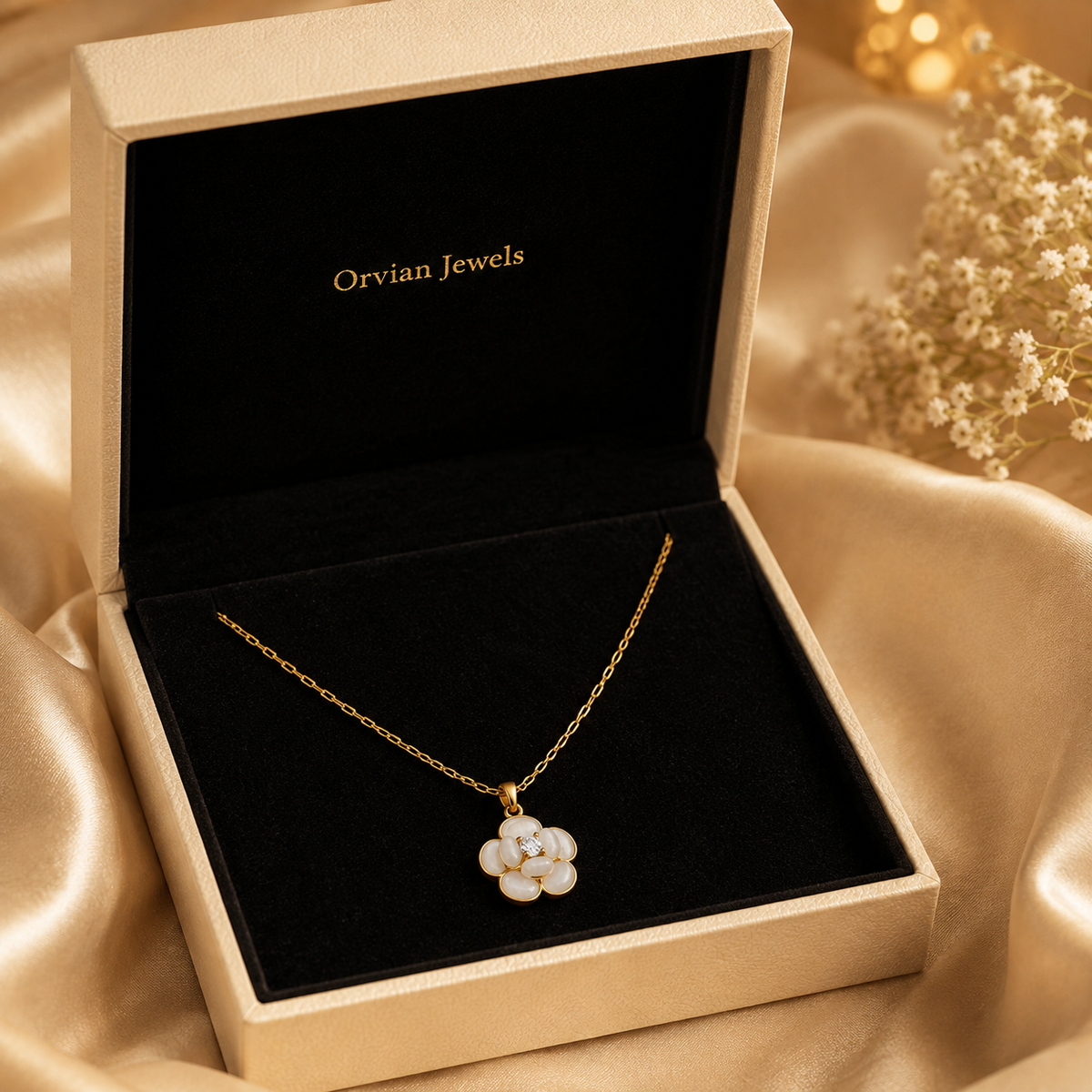Classic Camellia Shell Pendant Necklace GWN -126