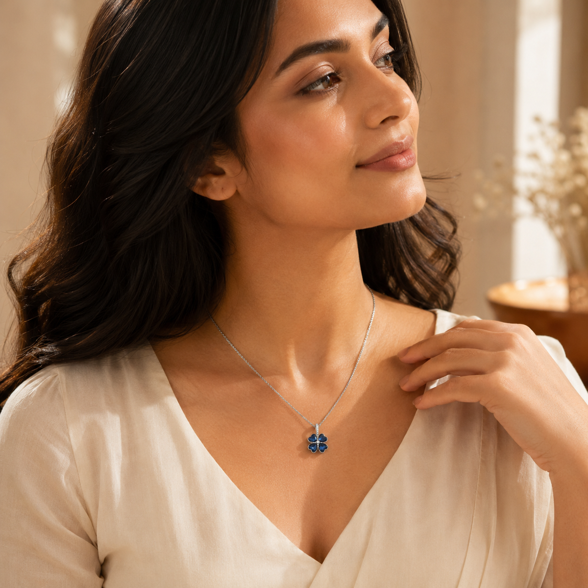 Sapphire Clover Women’s Necklace GWN 162