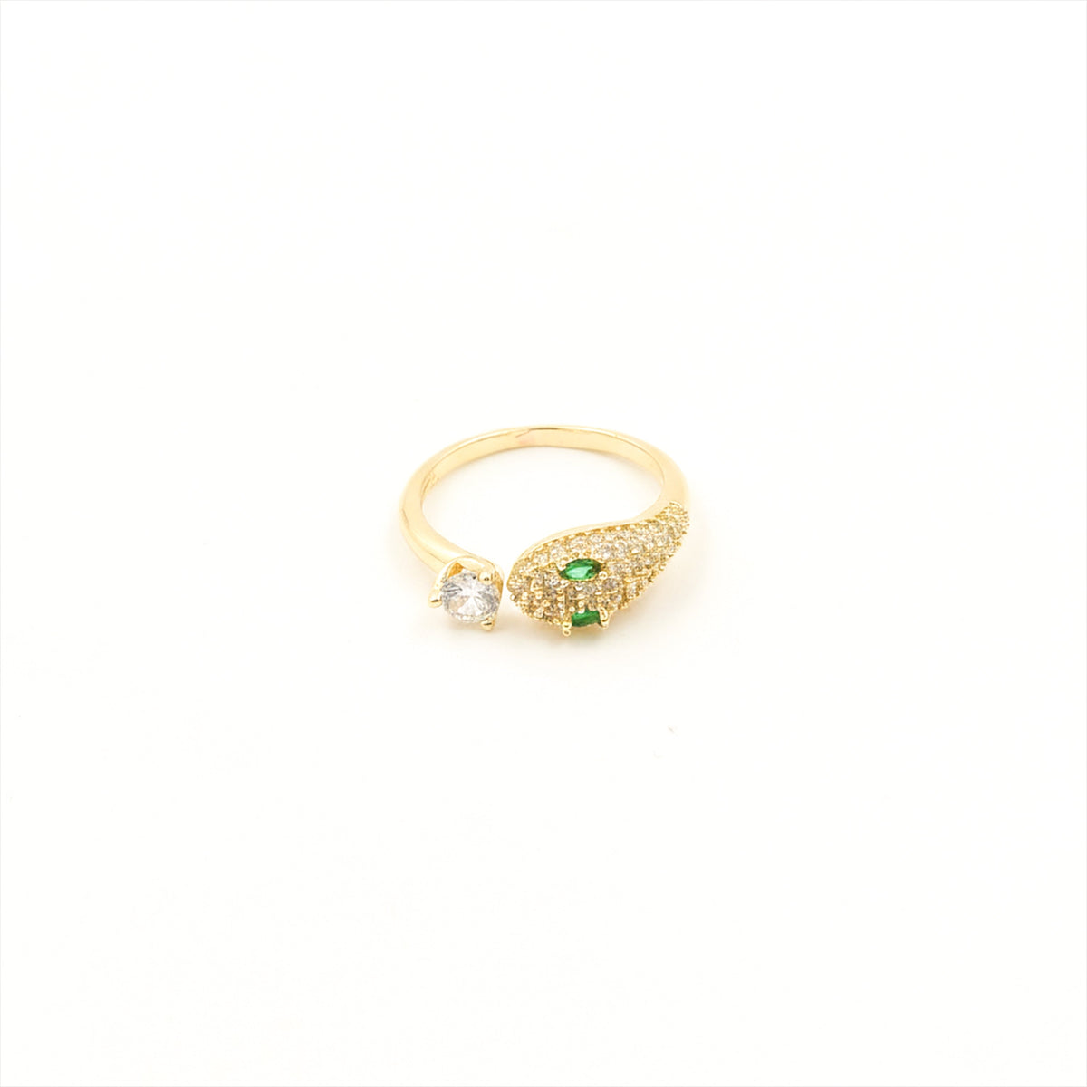 Emerald Eye Snake & Solitaire Wrap Ring GWR-79