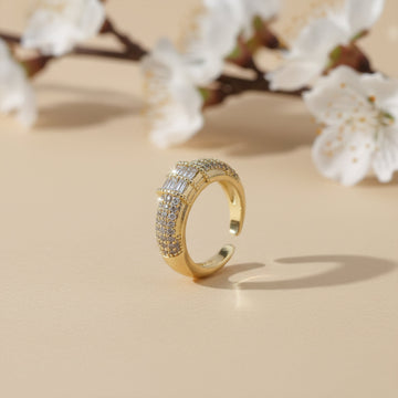 Baguette Panel Multi Row Pave Adjustable Ring GWR-23