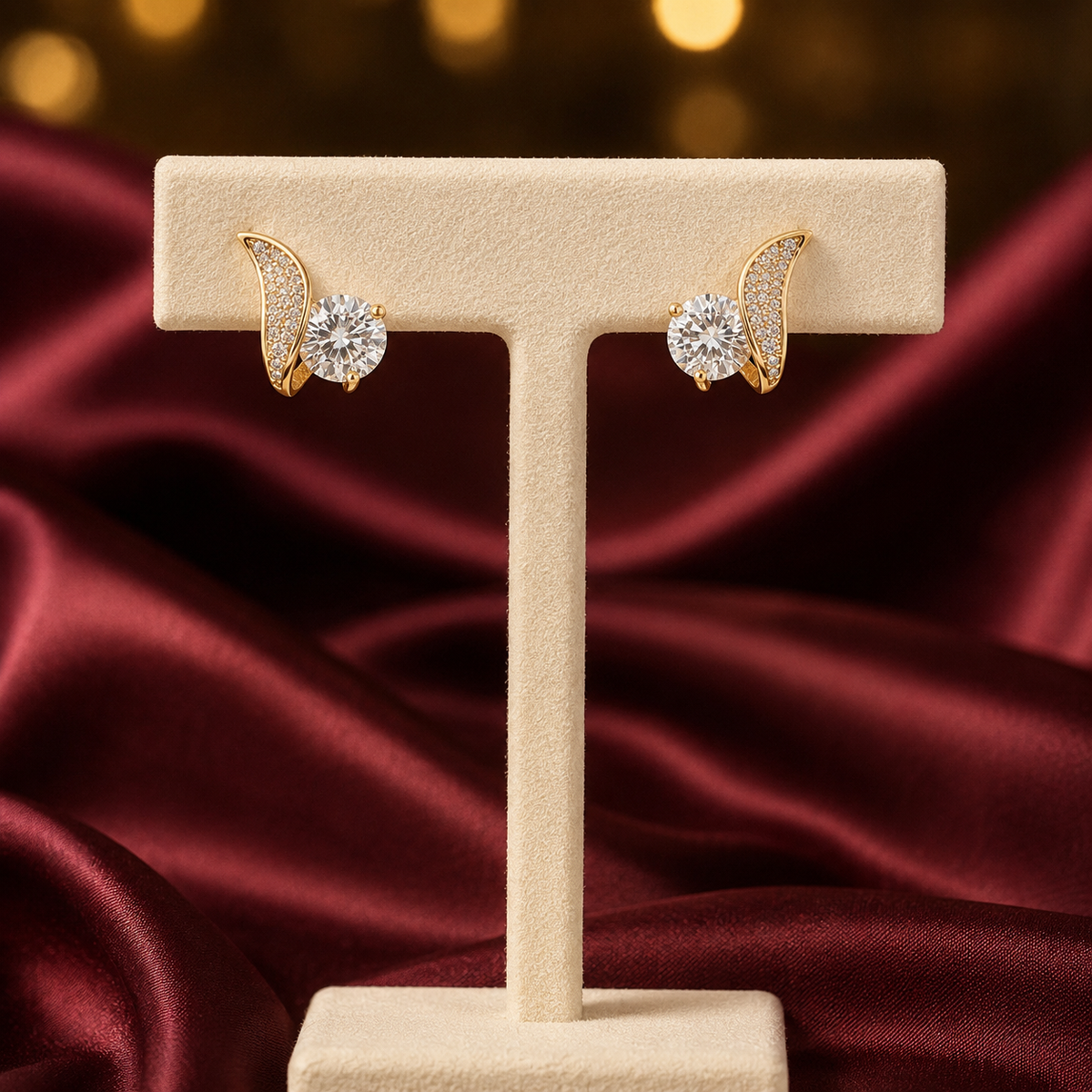 Flora Shine Solitaire Stud Earrings GWE -38