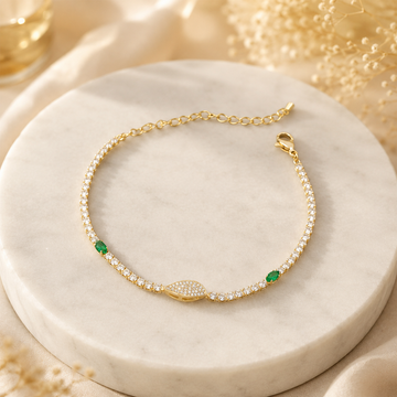 Imperial Emerald Green & Marquise Pave Tennis Bracelet GWB-106