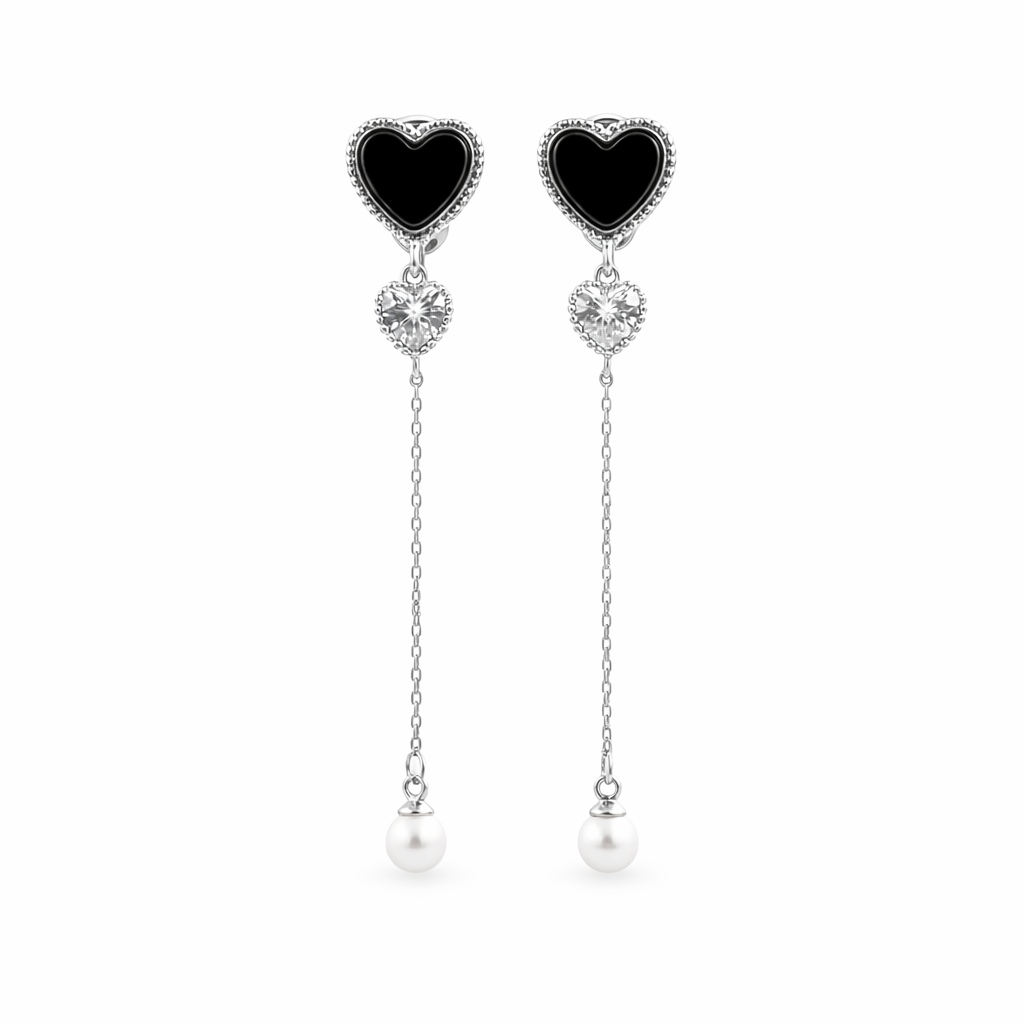 Trishna Heart Pearl Drop Earrings GWE -85