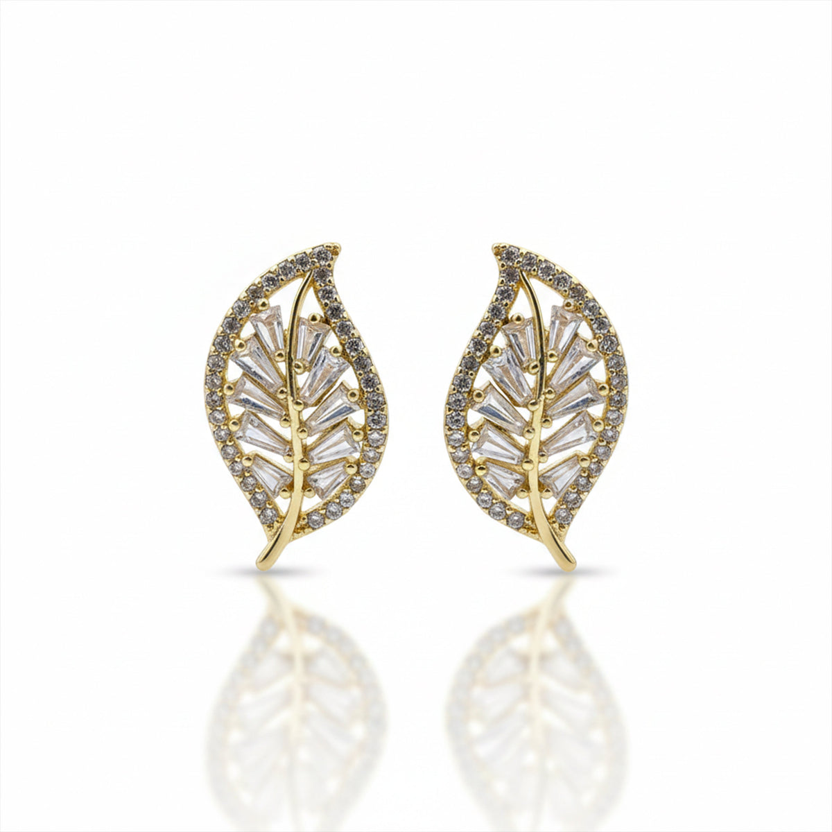 Flora Shine Baguette Leaf Earrings GWE -138