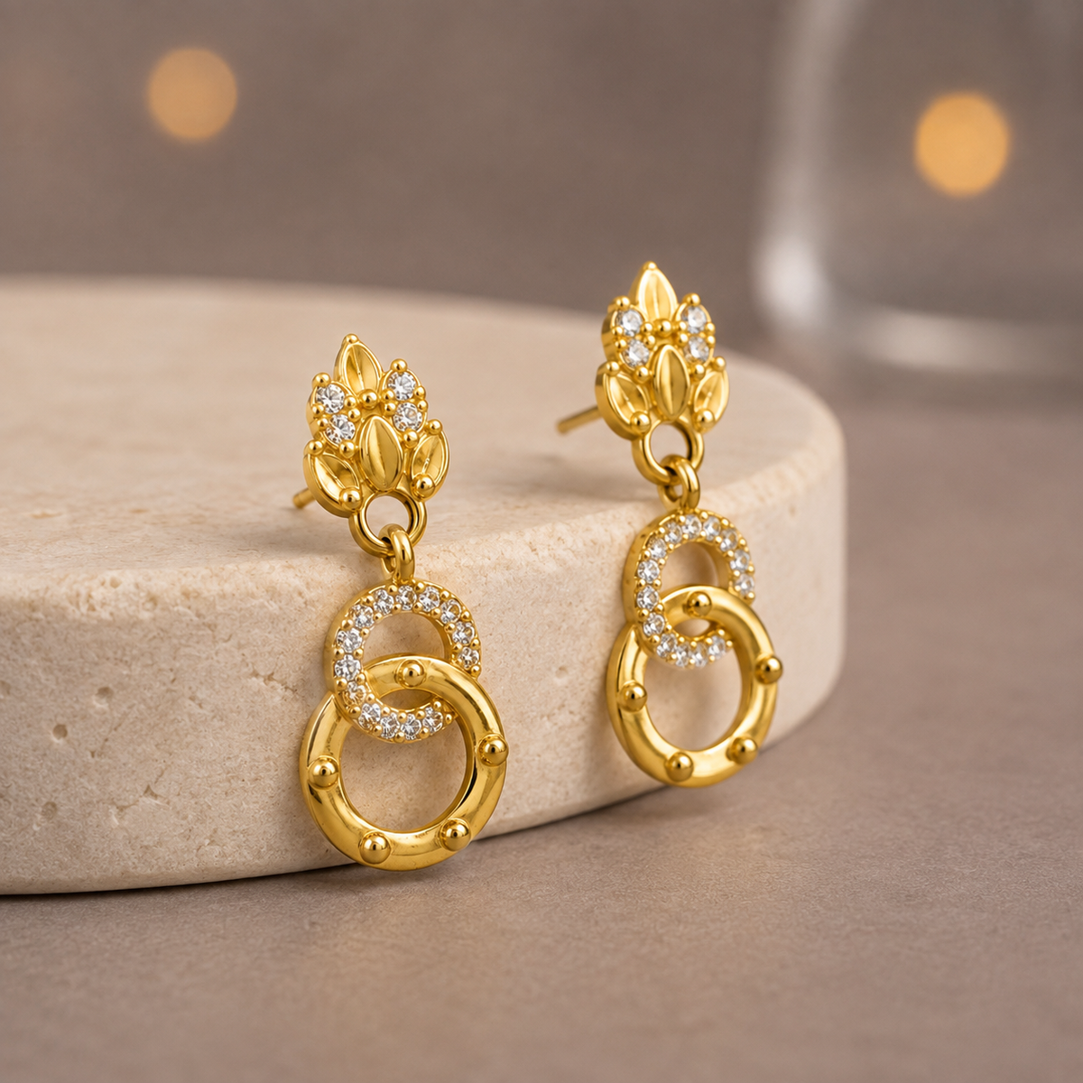Celeste Twin Circle Drop Earrings GWE 283