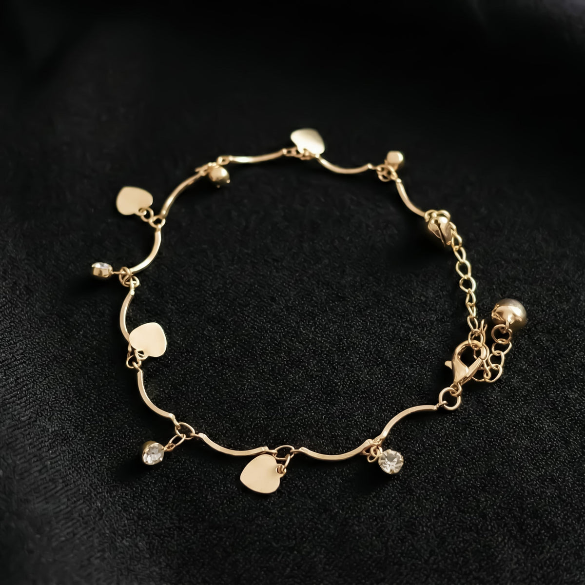 Classic Heart & Solitaire Crystal Wave Anklet GWA-31