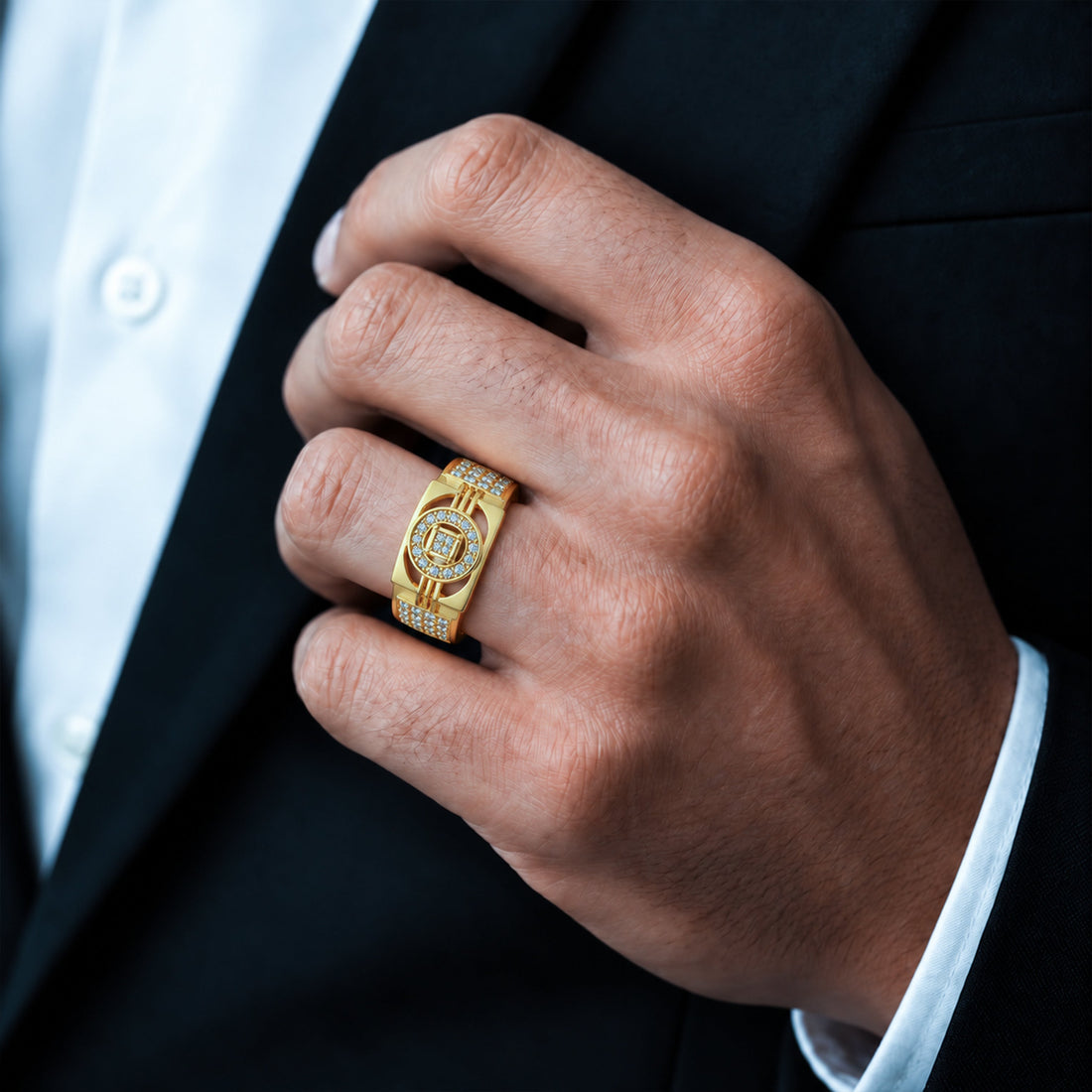 Orbit Frame Stone Men’s Ring GMR 63
