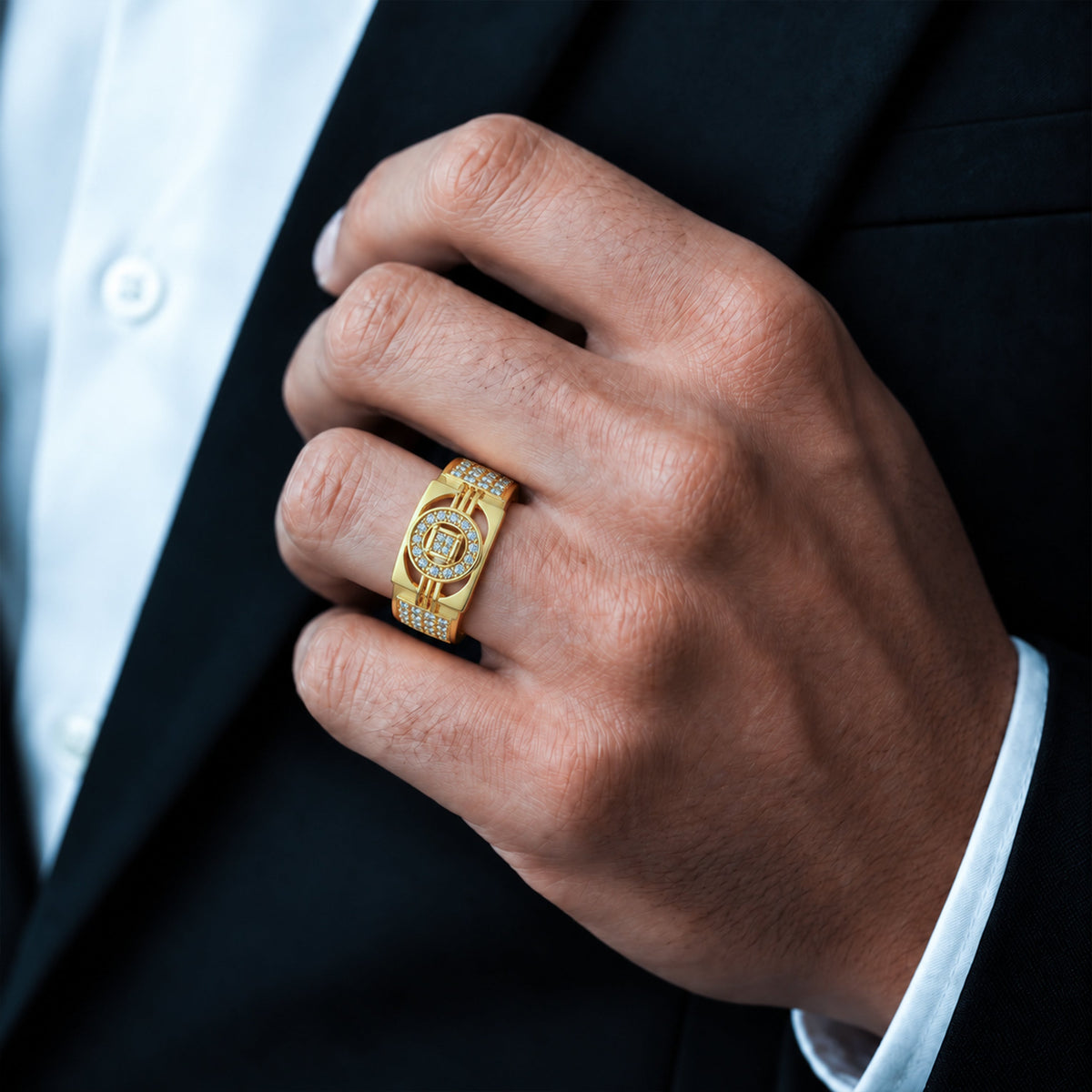 Orbit Frame Stone Men’s Ring GMR 63