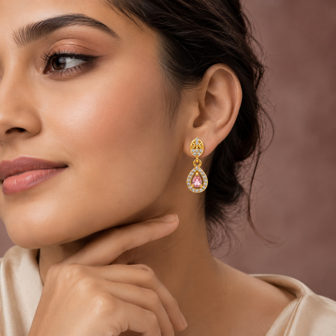 Roselle Pink Teardrop Earrings GWE 277