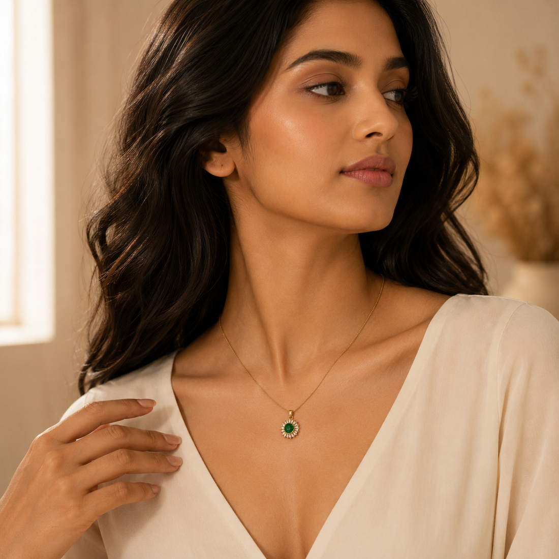 Emerald Halo Women’s Necklace GWN 82