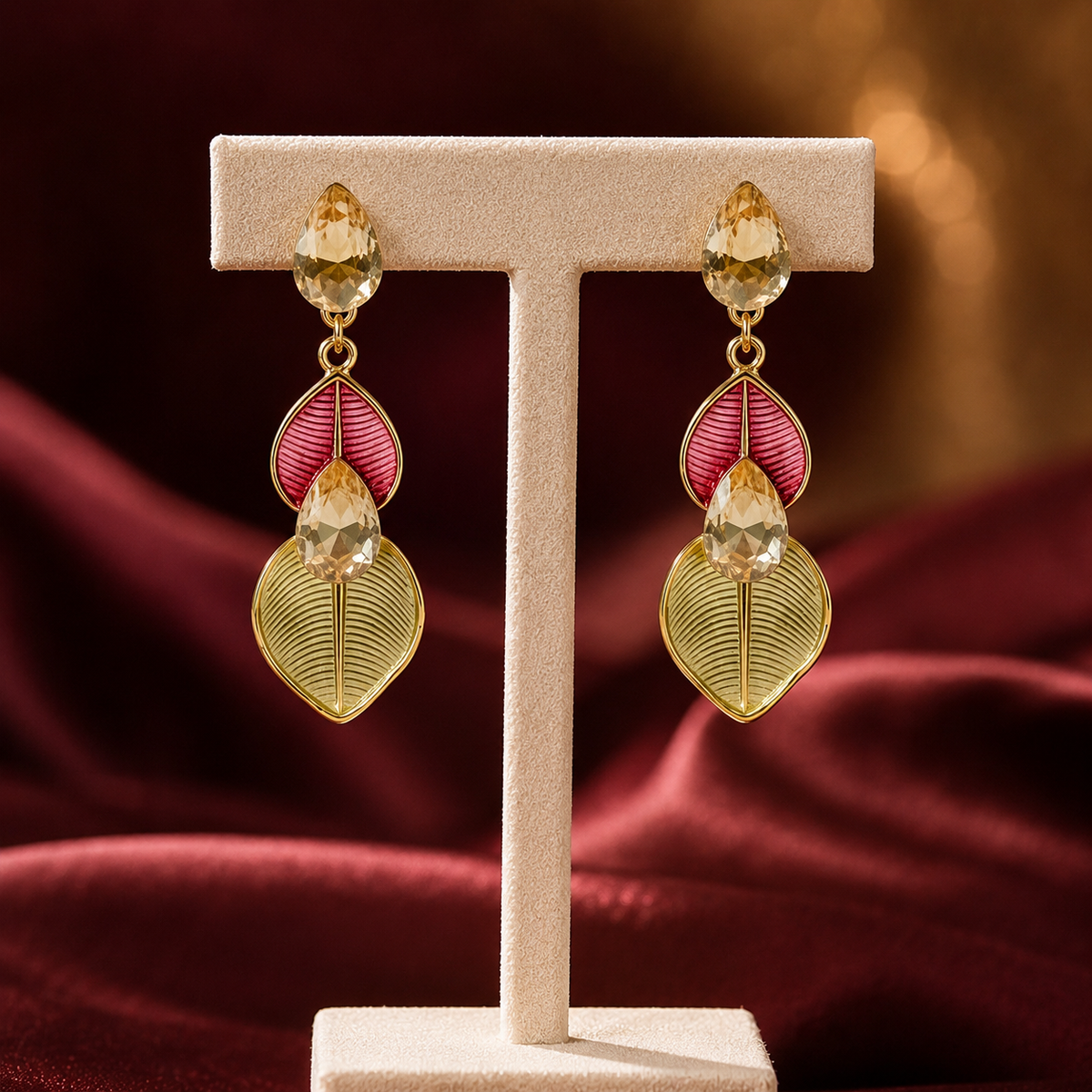 Flora Shine Botanical Leaf Drop Earrings GWE -232