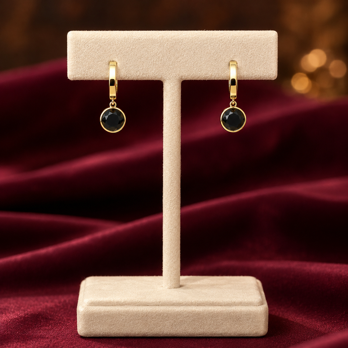 Black Noir Crystal Hoop Earrings GWE -19
