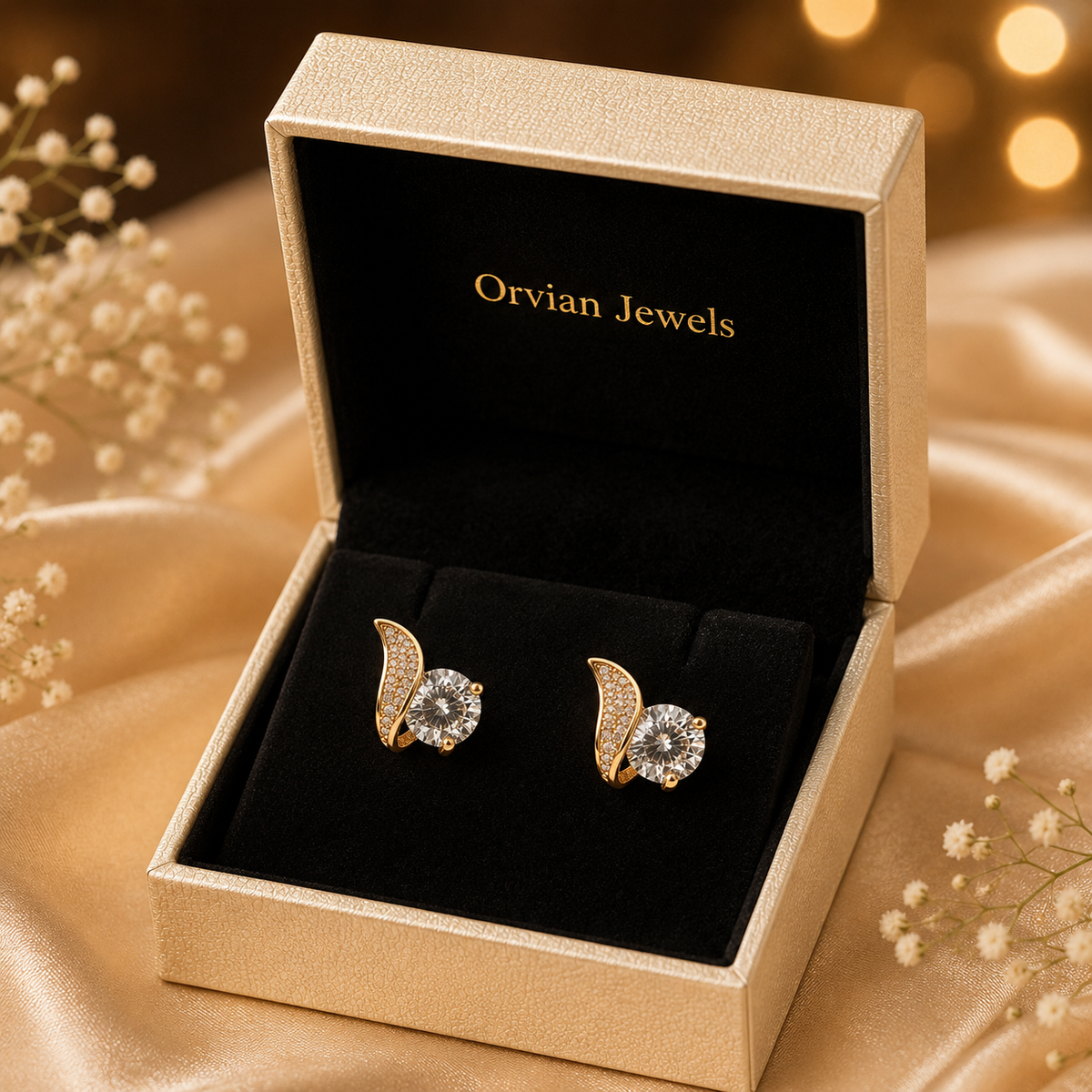 Flora Shine Solitaire Stud Earrings GWE -38
