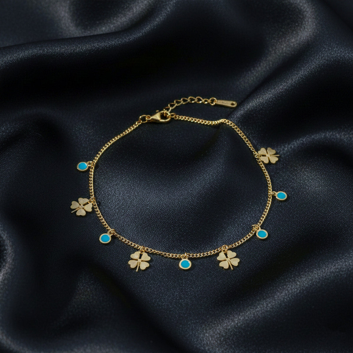 Classic Turquoise Enamel Clover Charm Bracelet GWB-11