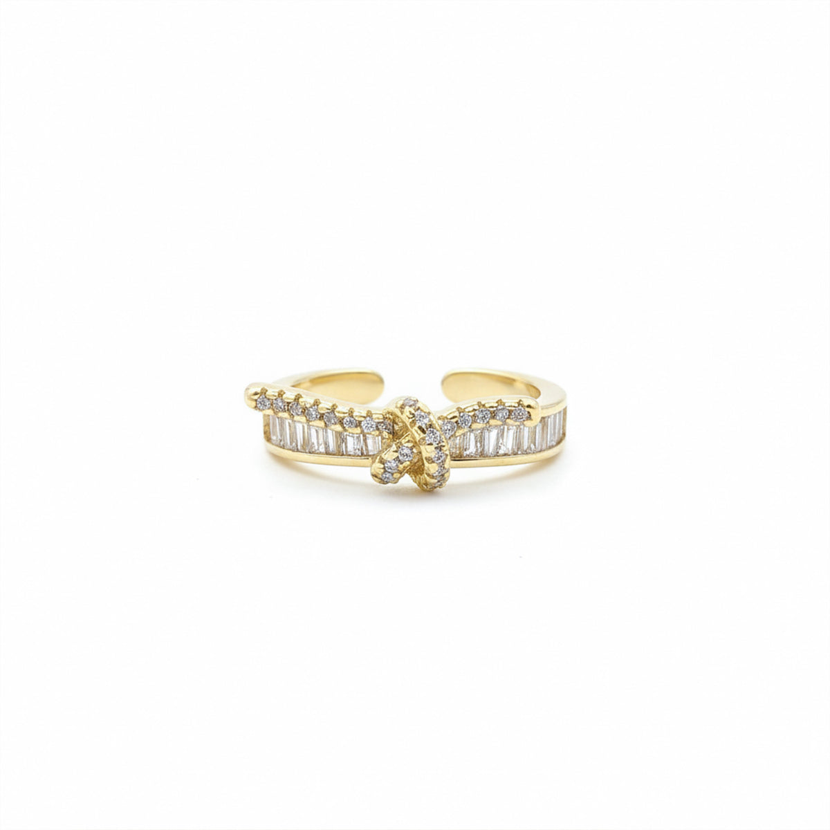 Baguette Channel Encrusted Knot Adjustable Ring GWR-49