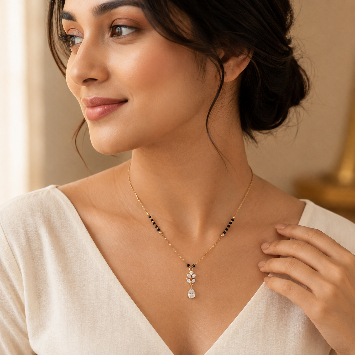 Elara Crystal Leaf Drop Women’s Mangalsutra GWM 6