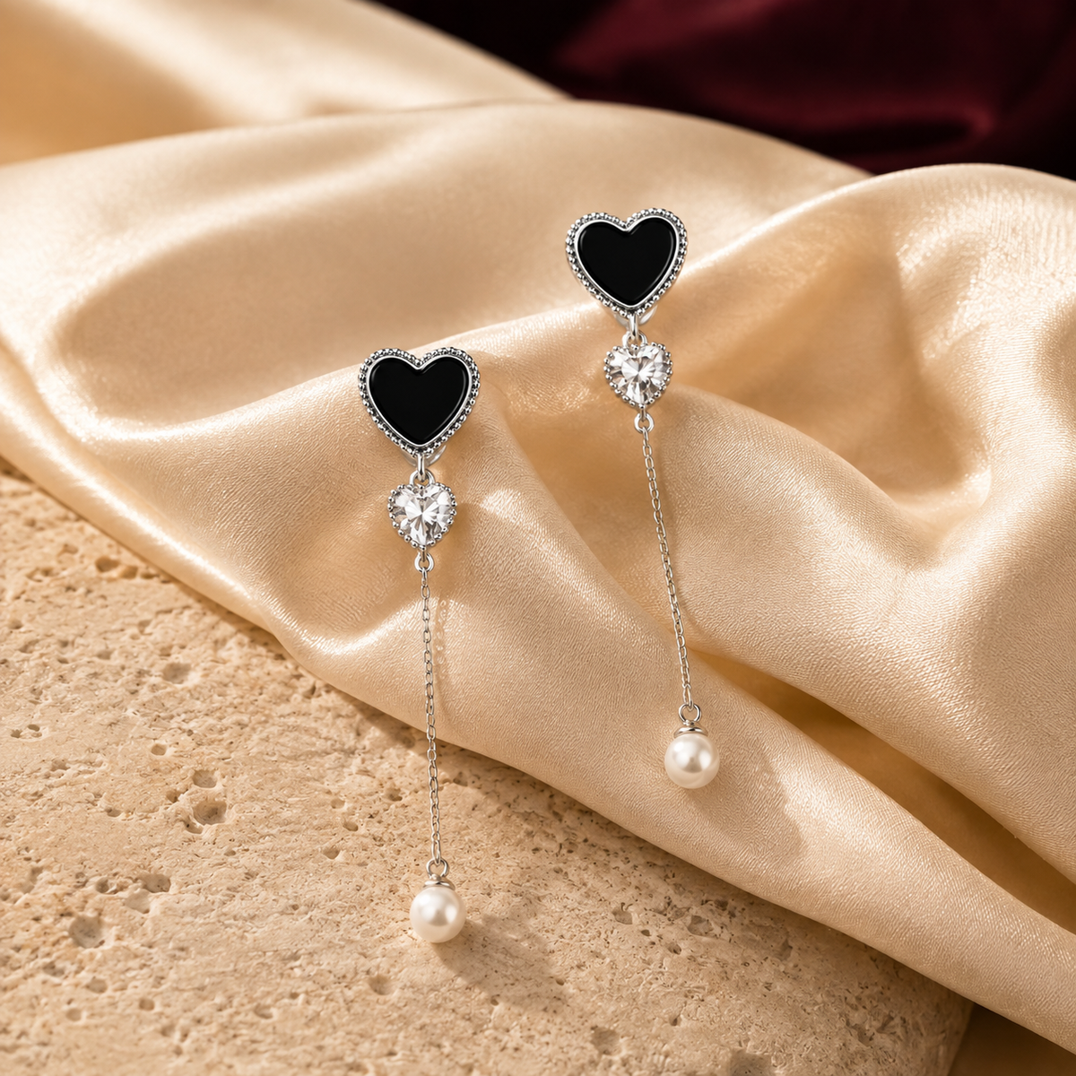 Trishna Heart Pearl Drop Earrings GWE -85