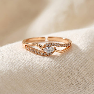 Marquise Solitaire Wave Bypass Adjustable Ring GWR-120