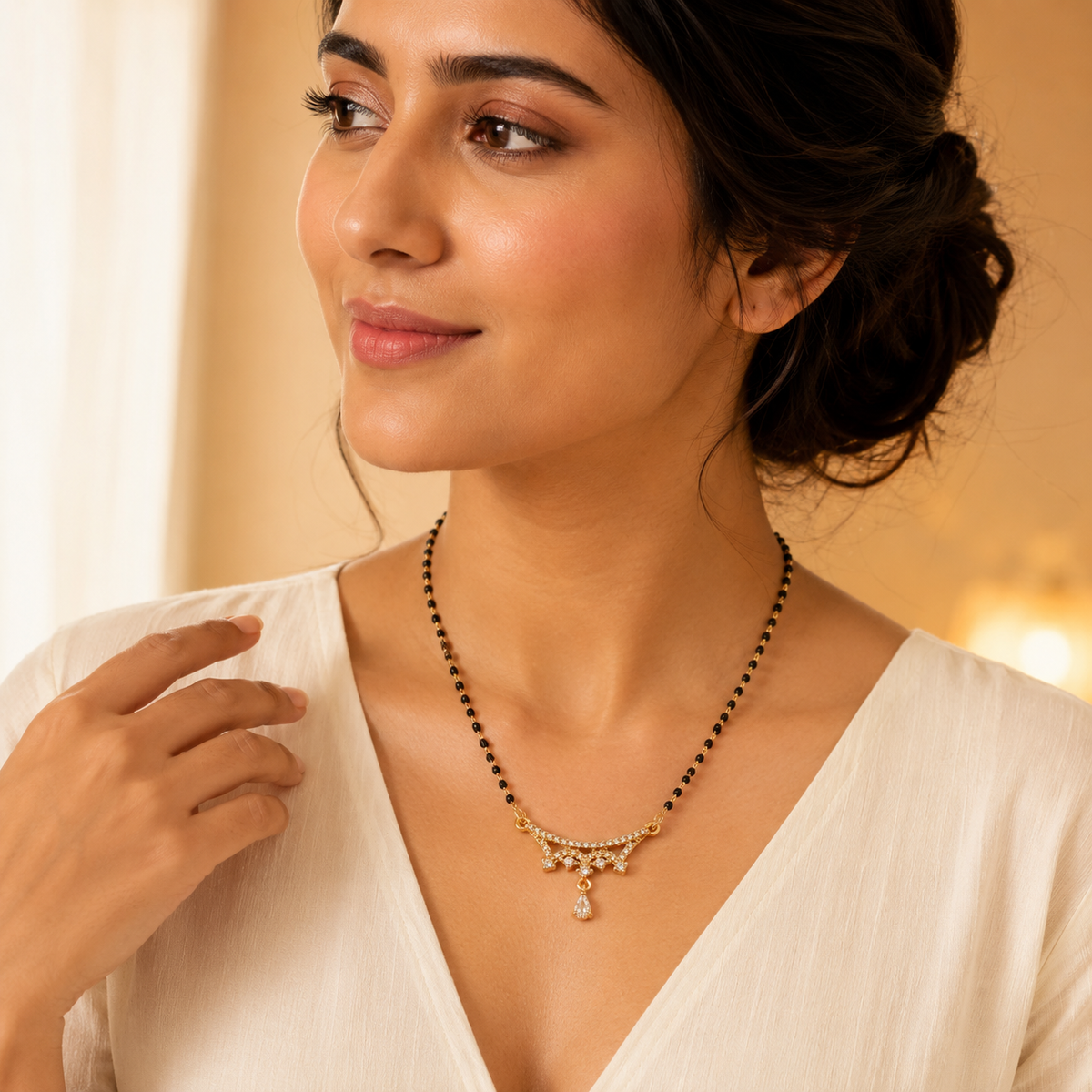 Aurevia Crystal Draped Teardrop Women’s Mangalsutra GWM 34