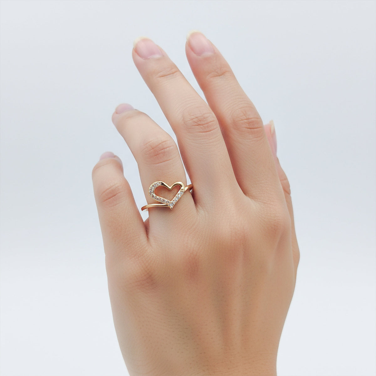 Shimmering Pave Open Heart Wrap Ring GWR-15