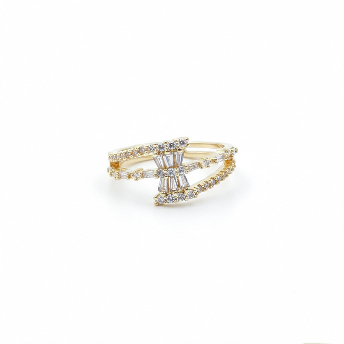 Baguette Bow Hourglass Split Band Ring GWR-82