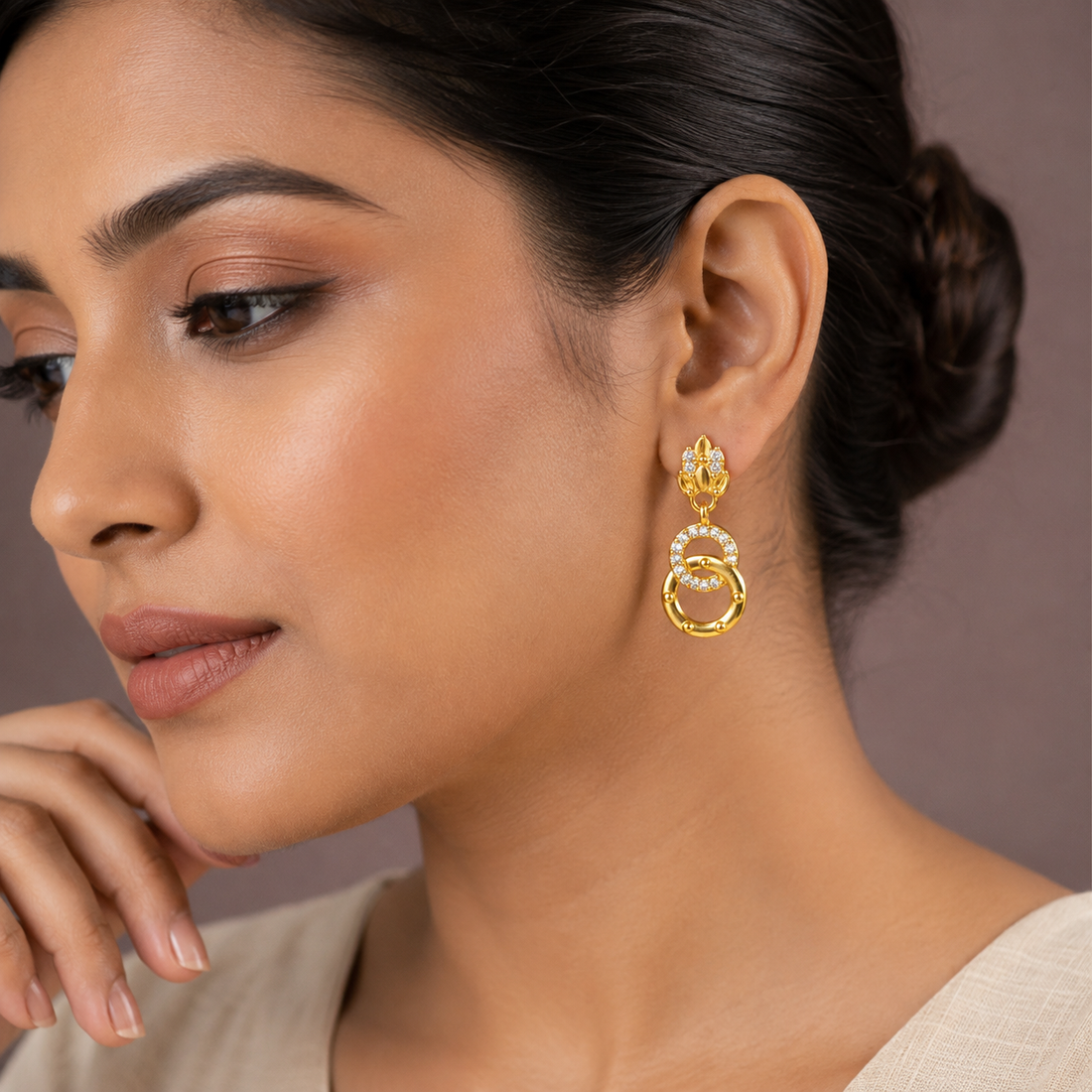 Celeste Twin Circle Drop Earrings GWE 283