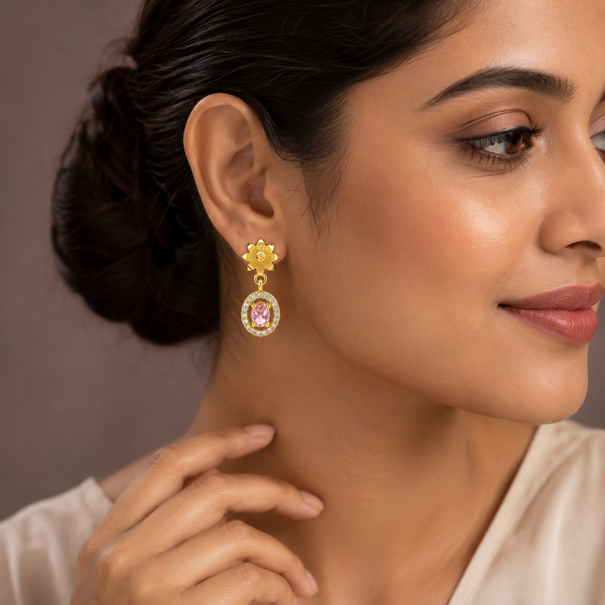Flora Blush Oval Drop Earrings GWE 278