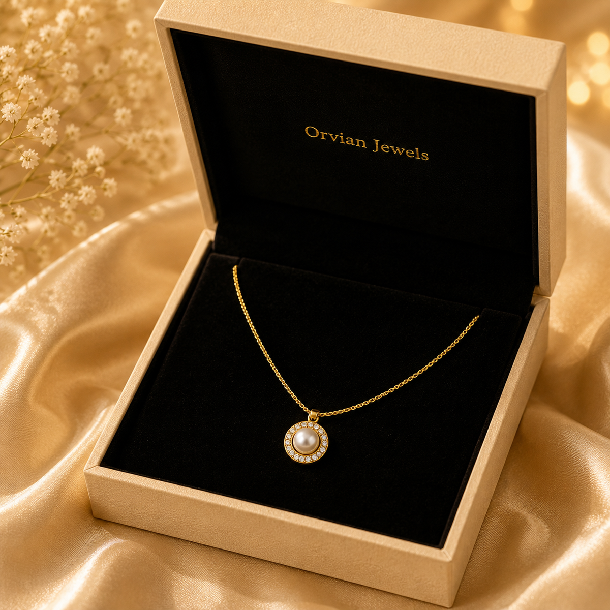 Classic Pearl Halo Pendant Necklace GWN -57