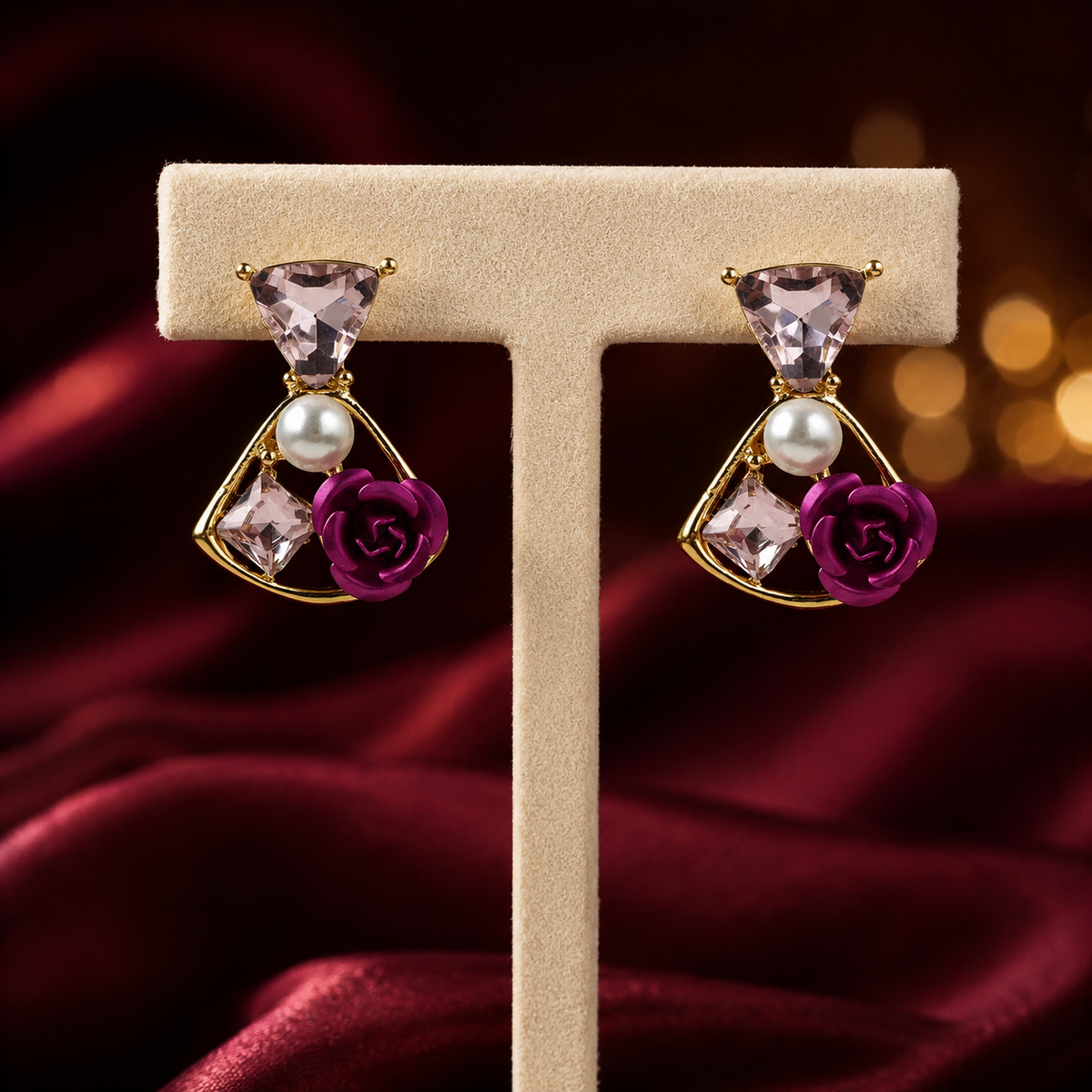 Flora Shine Pink Rose Fusion Earrings GWE -237